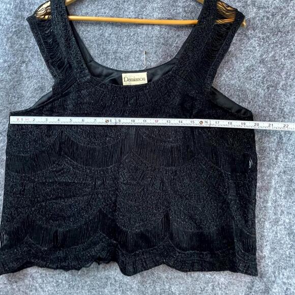 Vintage Damianou Crop Top Womens Large Black Scallop Goth Dark Fairy Wednesday - Picture 3 of 5